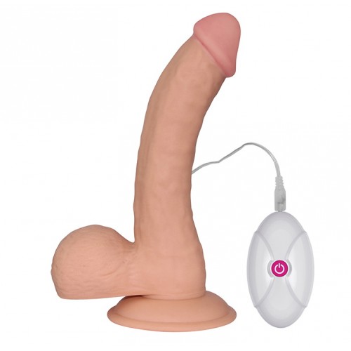 Реалистичный вибратор The Ultra Soft Dude с выносным пультом управления 20 см