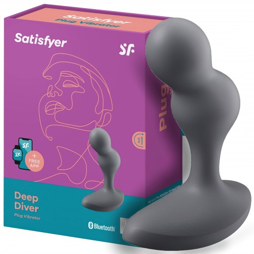Анальный смарт-стимулятор с вибрацией серый  Deep Diver Satisfyer