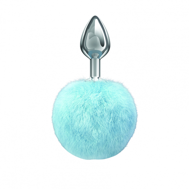 Анальная пробка металлическая с голубым хвостиком Diamond Twinkle