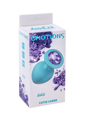 Анальная пробка голубая с фиолетовым кристаллом Emotions Cutie Large