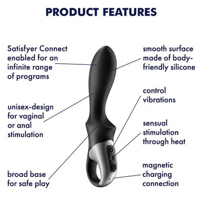Анальный смарт-вибратор с функцией нагрева черный Heat Climax Satisfyer 