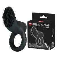Виброкольцо с клиторальным стимулятором Pretty Love Cobra черное