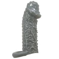 Увеличивающая насадка на пенис с рельефом серая Pretty Love Realistic Penis Sleeve Fogg
