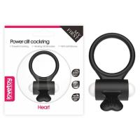 Виброкольцо чёрное Power Heart Clit Cockring