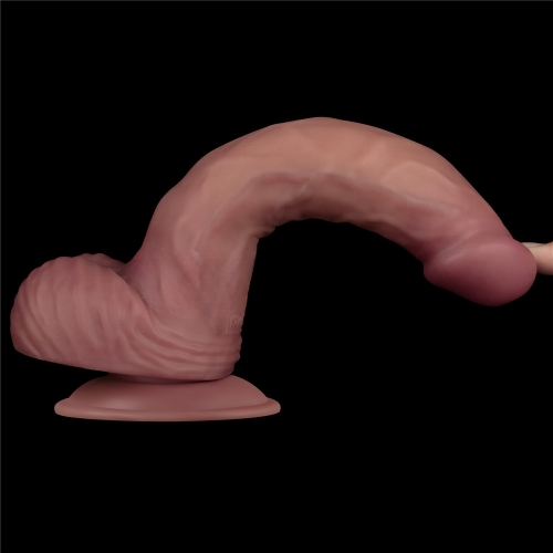 Реалистичный двухслойный вибратор с мошонкой Dual Density Power Cock 23 см