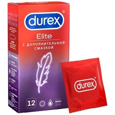 Презервативы Durex Elite тонкие с дополнительной смазкой (12 шт)