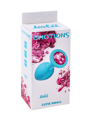 Анальная пробка голубая с розовым кристаллом Emotions Cutie Small