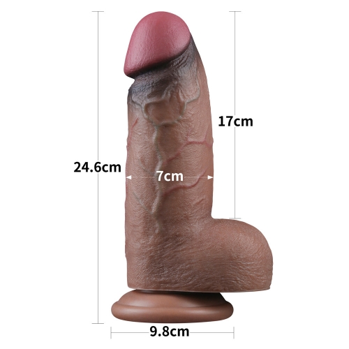 Реалистичный фаллоимитатор на присоске Dual Layered Silicone Cock 24.6 см.