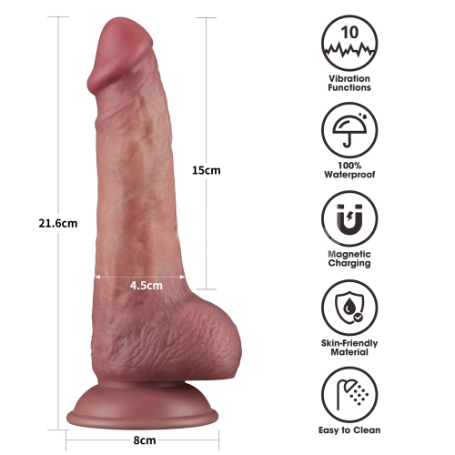 Реалистичный двухслойный вибратор с мошонкой Dual Density Power Cock 21 см
