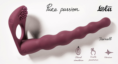 Вибронасадка для двойного проникновения бордовая Pure Passion Farnell
