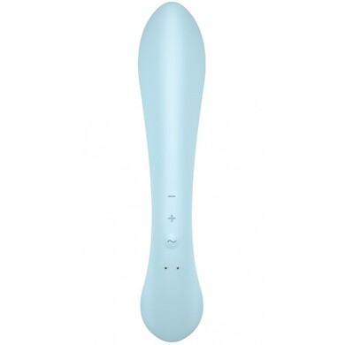 Двусторонний вибратор с клиторальным стимулятором Triple Oh Blue Satisfyer 