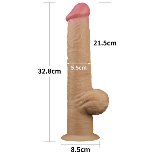 Рельефный фаллоимитатор с высоко посаженной мошонкой Lovetoy Silicone Cock 33 см