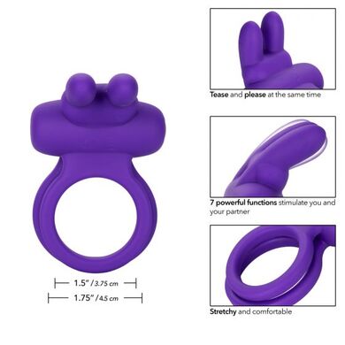 Перезаряжаемое двойное эрекционное кольцо с вибрацией Dual Rockin Rabbit