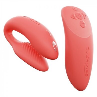 Вибратор We-Vibe Chorus для пар, коралловый, в комплекте батарейка для пульта
