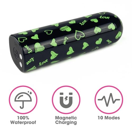 Перезаряжаемый мини вибратор светящийся в темноте LoveToy Heart Massager