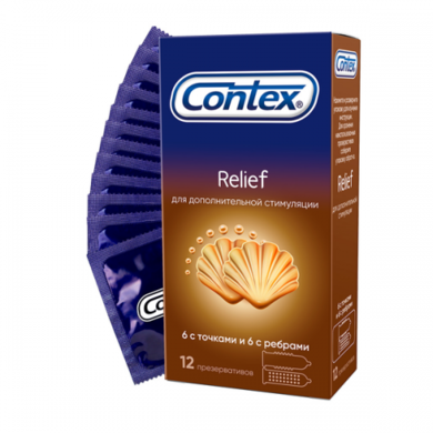Презервативы Contex Relief с ребрами и точками (12 шт)