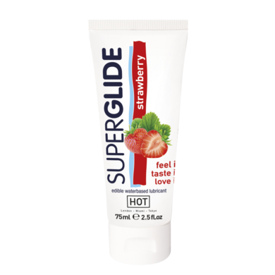 Орально-вагинальная съедобная смазка со вкусом клубники Superglide (75 мл)