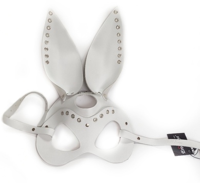 Маска Зайчика из натуральной кожи с люверсами белая Erotoys Fetish line, Ero-98w