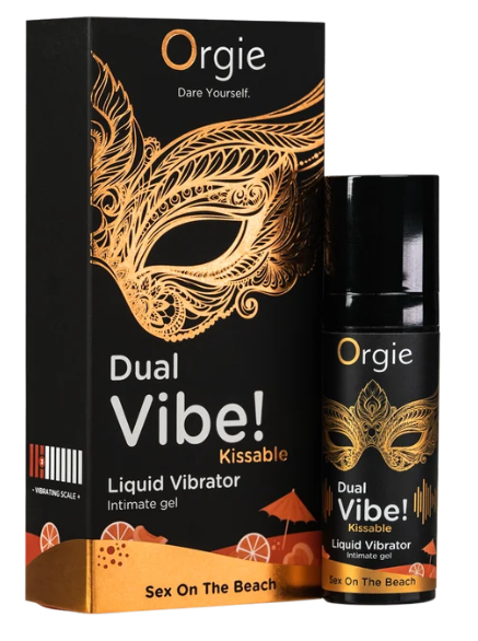 Съедобный жидкий вибратор со вкусом коктейля "Секс на пляже" DUAL VIBE! KISSABLE 15 мл