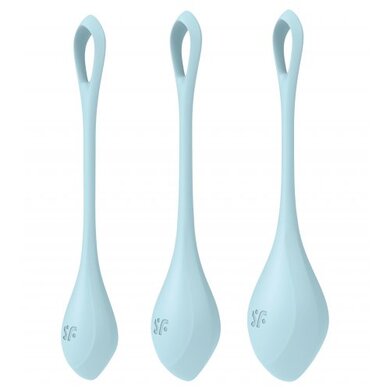 Вагинальные шарики голубые Yoni Power 2 Kegel Balls Satisfyer  (3 шт)