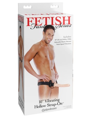 Фаллопротез с вибрацией на ремнях Vibrating Hollow Strap-On 10"