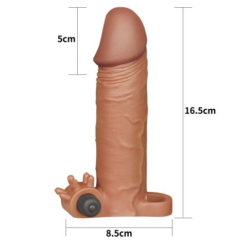 Удлиняющая насадка на пенис с вибрацией X-Tender Penis Sleeve мулат + 5 см