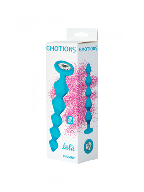 Анальная цепочка бирюзовая с прозрачным кристаллом Emotions Chummy