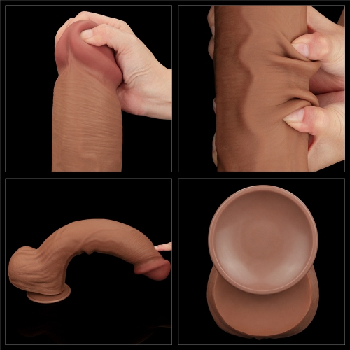 Реалистичный фаллоимитатор на присоске Sliding Skin Dual Layer Dong 36 см