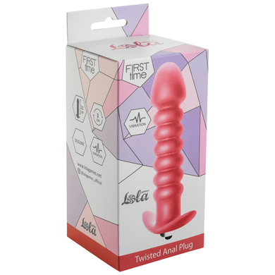 Анальная пробка розовая с вибрацией Twisted Anal Plug