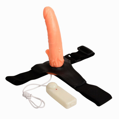 Страпон с клиторальным отростком и ротацией Ultra Harness