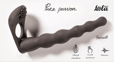 Вибронасадка для двойного проникновения черная Pure Passion Farnell