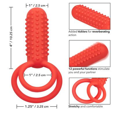 Двойное виброкольцо с насадкой для двойного проникновения Silicone Rechargeable Vertical Dual Enhancer