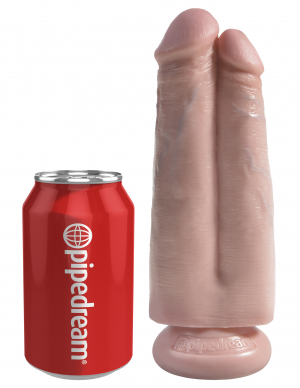 Фаллоимитатор двойной на присоске PipeDream King Cock 7" Two Cocks One Hole Flesh