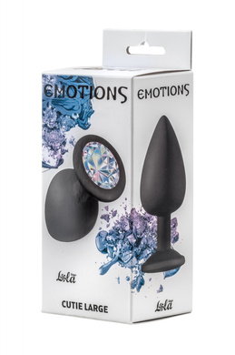 Анальная пробка черная с прозрачным кристаллом Emotions Cutie Large