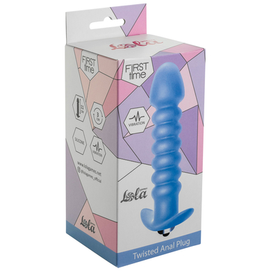 Анальная пробка голубая с вибрацией Twisted Anal Plug