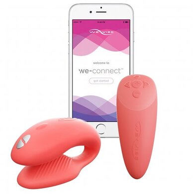 Вибратор We-Vibe Chorus для пар, коралловый, в комплекте батарейка для пульта