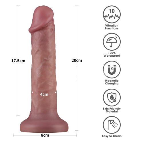 Реалистичный двухслойный вибратор Dual Density Power Cock 20 см