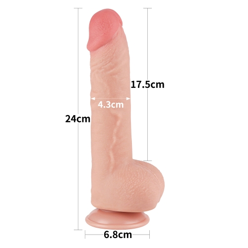 Реалистичный фаллоимитатор на присоске Sliding Skin Dual Layer Dong 24 см
