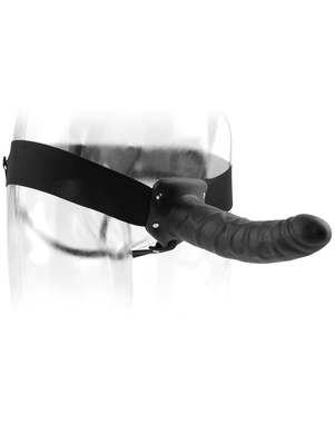 Фаллопротез на ремнях чёрный Hollow Strap-On 8"