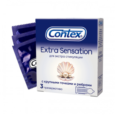 Презервативы Contex Extra Sensation с крупными точками и ребрами (3 шт)