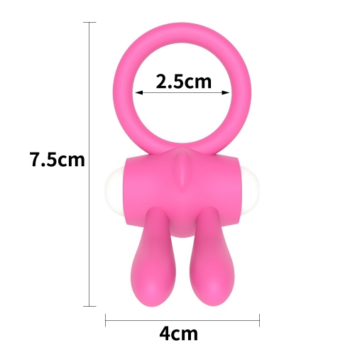 Розовое виброкольцо Power Clit Cockring Rabbit