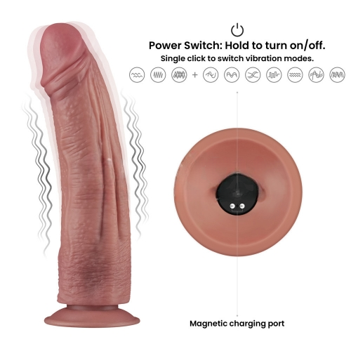 Реалистичный двухслойный вибратор Dual Density Power Cock 27 см