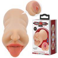 Реалистичный двусторонний мастурбатор вагина и ротик Crazy Bull Zoey 
