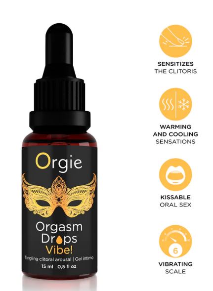 Возбуждающий гель для клитора с эффектом вибрации Orgasm Drops Vibe! 15 мл