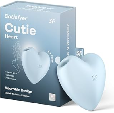 Вакуумно-волновой стимулятор с вибрацией голубой Cutie Heart Satisfyer