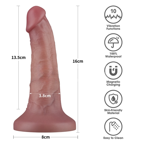 Реалистичный двухслойный вибратор Dual Density Power Cock 16 см