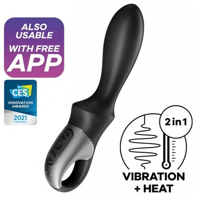 Анальный смарт-вибратор с функцией нагрева черный Heat Climax Satisfyer 