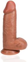 Фаллоимитатор реалистичный с мошонкой на присоске мулат RealRock Extra Thick Straight 20,3 см