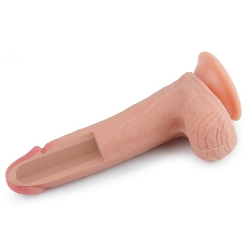 Фаллоимитатор на присоске с мошонкой Dual-Layered Liquid Silicone Nature Cock 21 см