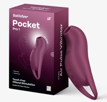 Вакуумно-волновой стимулятор клитора с вибрацией бордовый Pocket Pro 1 Satisfyer 